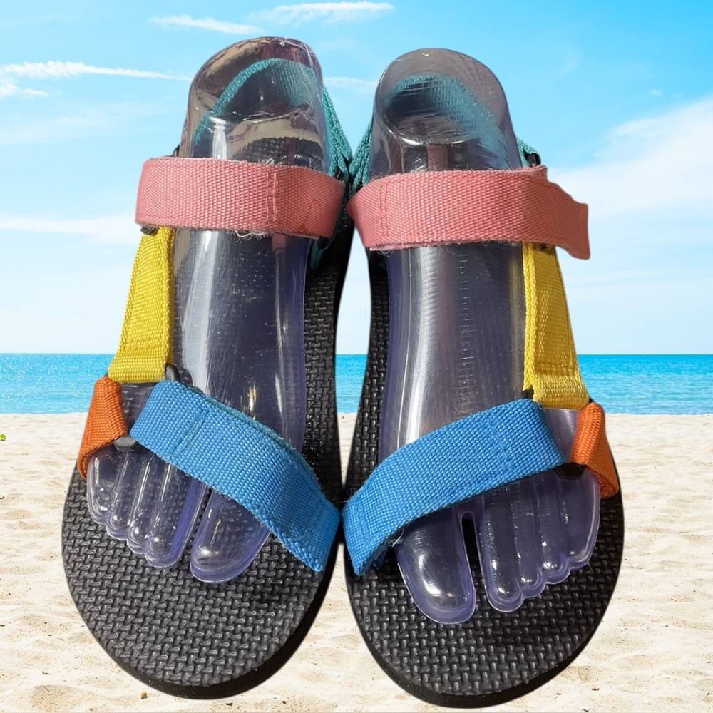 ALEADER Women's Sandals Aqua Rainbow Size 8.5
